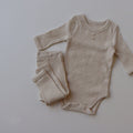 New Baby Long-sleeved Pit Strip Romper  Pants Suit