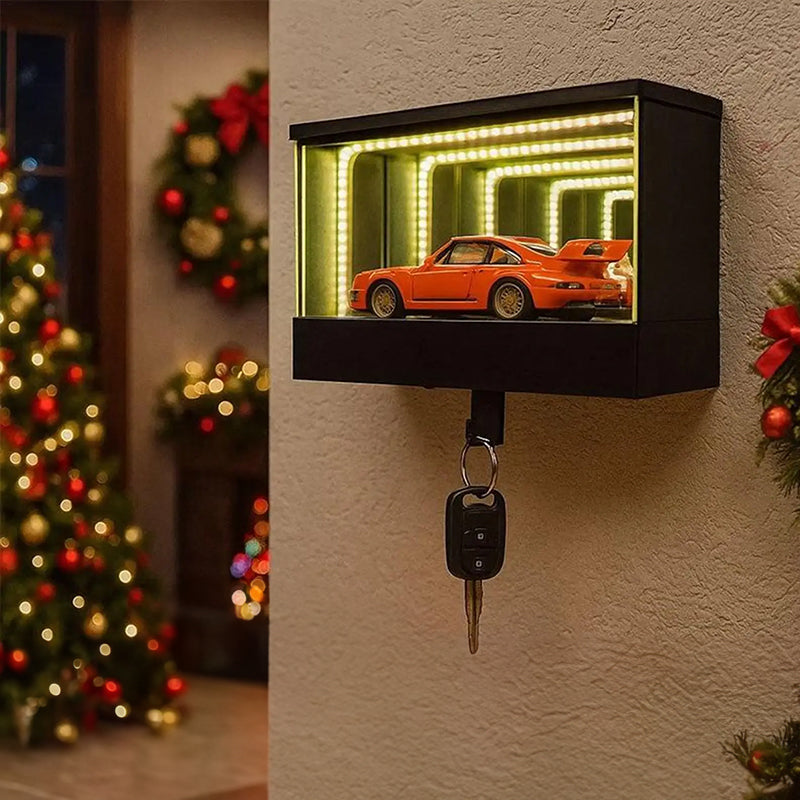 3D Printed Wall-Mounted Car Key Holder with Garage Hook, Fun Infinite Garage Keychain, Car Key Storage Rack, Car Key Organizer