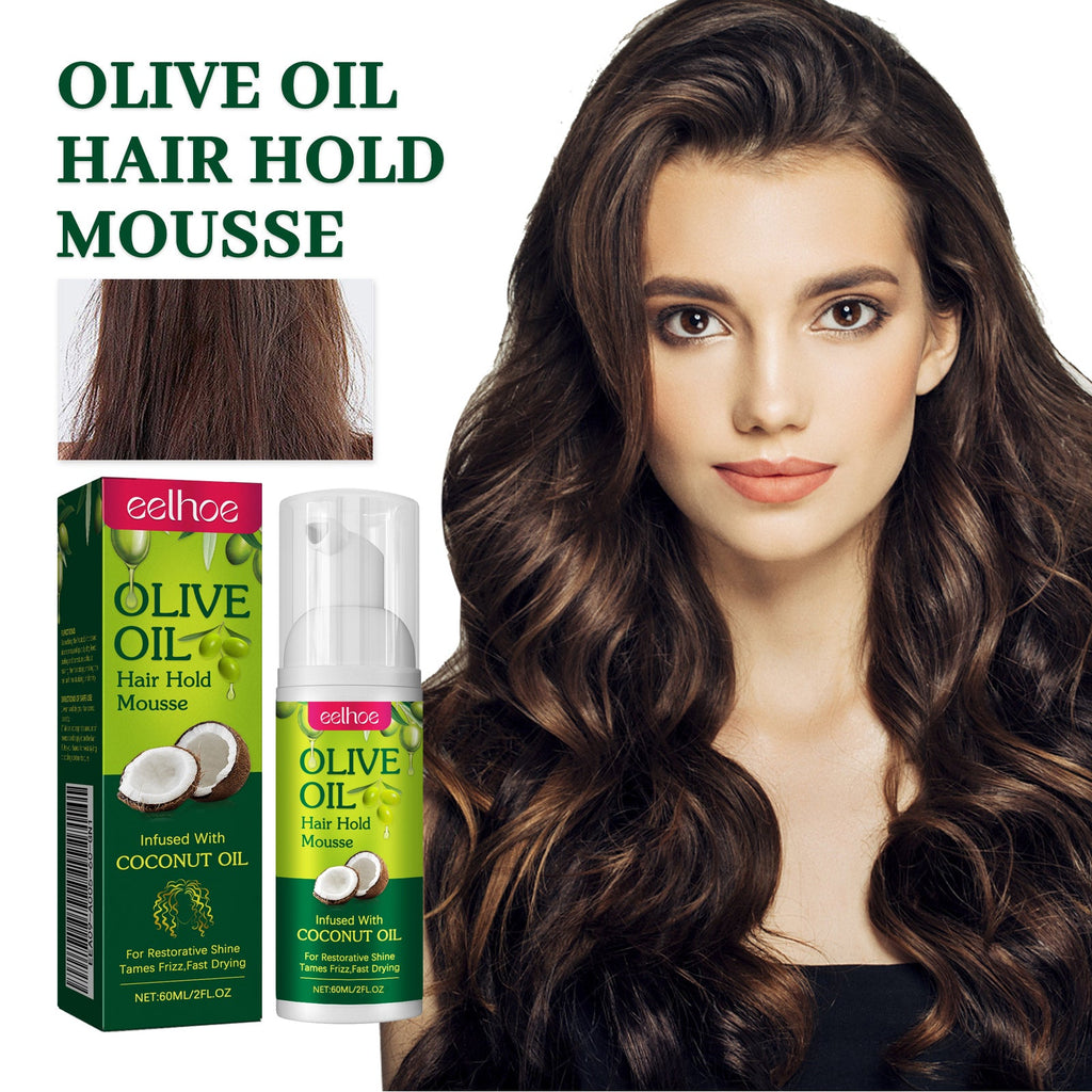 Olive Oil Hair Hold Mousse, Curly Hair Styling Moisturizing And Curling Style Durable Frizz Proof Mousse