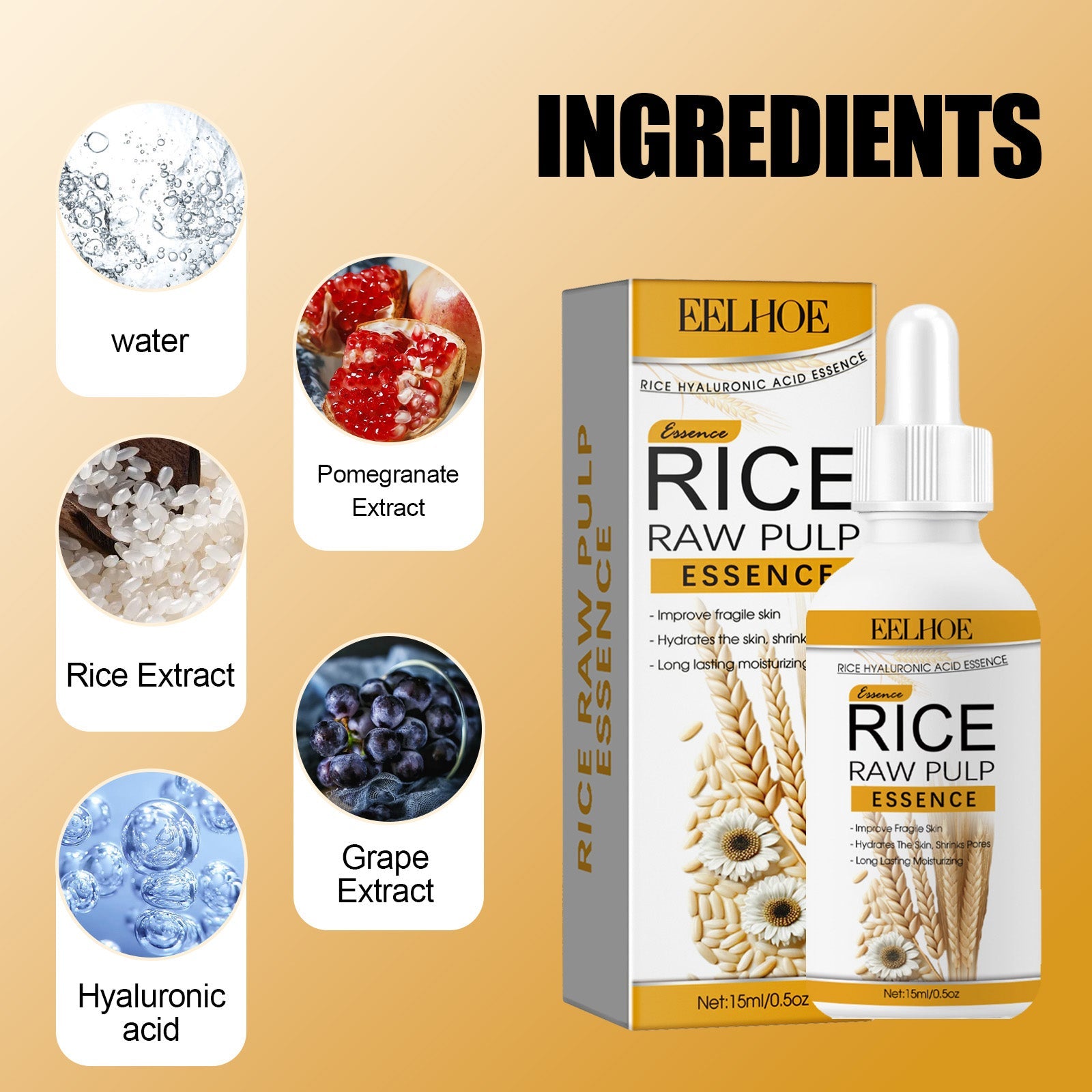 Rice Hyaluronic Acid Essence Moisturizing, Hydrating, Brightening And Improving Dark Complexion Facial Essence