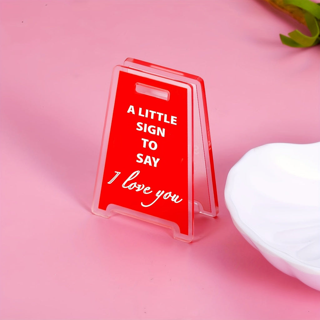 [2D Flat] Charming "I Love You Little Sign" Acrylic Desk Plaque - The Perfect Office Decor Accessory And Gift for Friends, Couples, And Family.