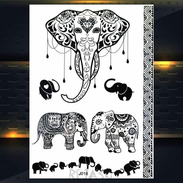 53 Sheets Black Lace Temporary Tattoos Sticker Butterfly Flower Fake Tatoo Sticker Sexy  Black Henna Temporary Tattoos For Women