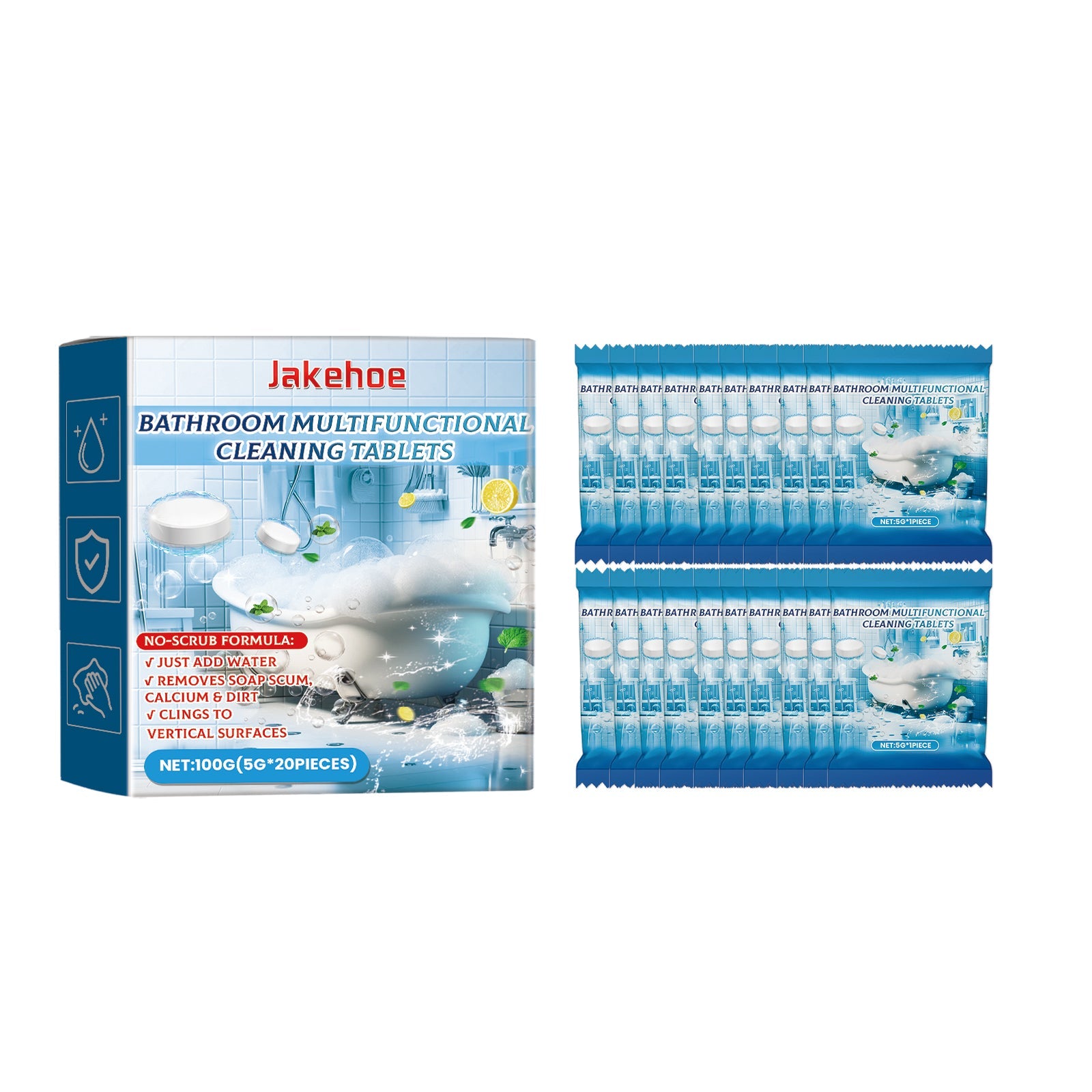 Bathroom Multifunctional Cleaning Tablets, Bathroom Decontamination Fragrance Bathtub Scale Household Cleaning Tablets