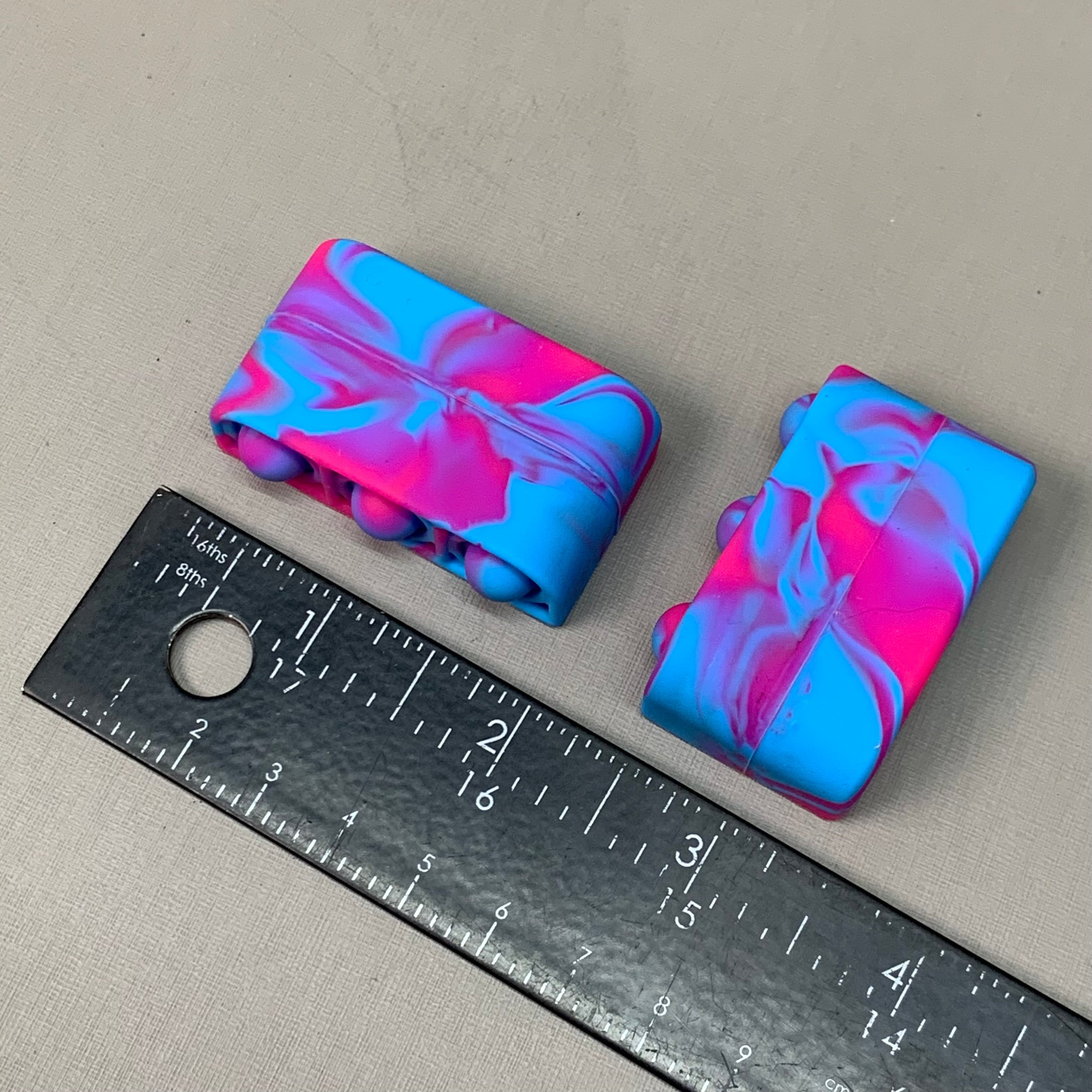 BEST WHOLESALE 2-PACK! Wireless Headphone Bubble Popping Case 2.5" x 2" Blue/Pink