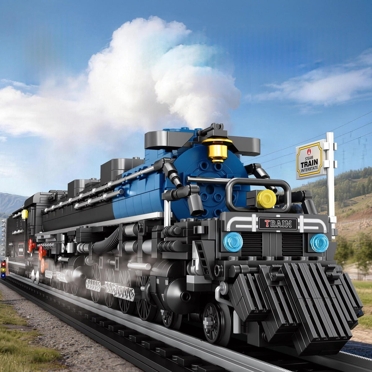 Steam Locomotive Train High-speed Rail Track Toy Building Blocks