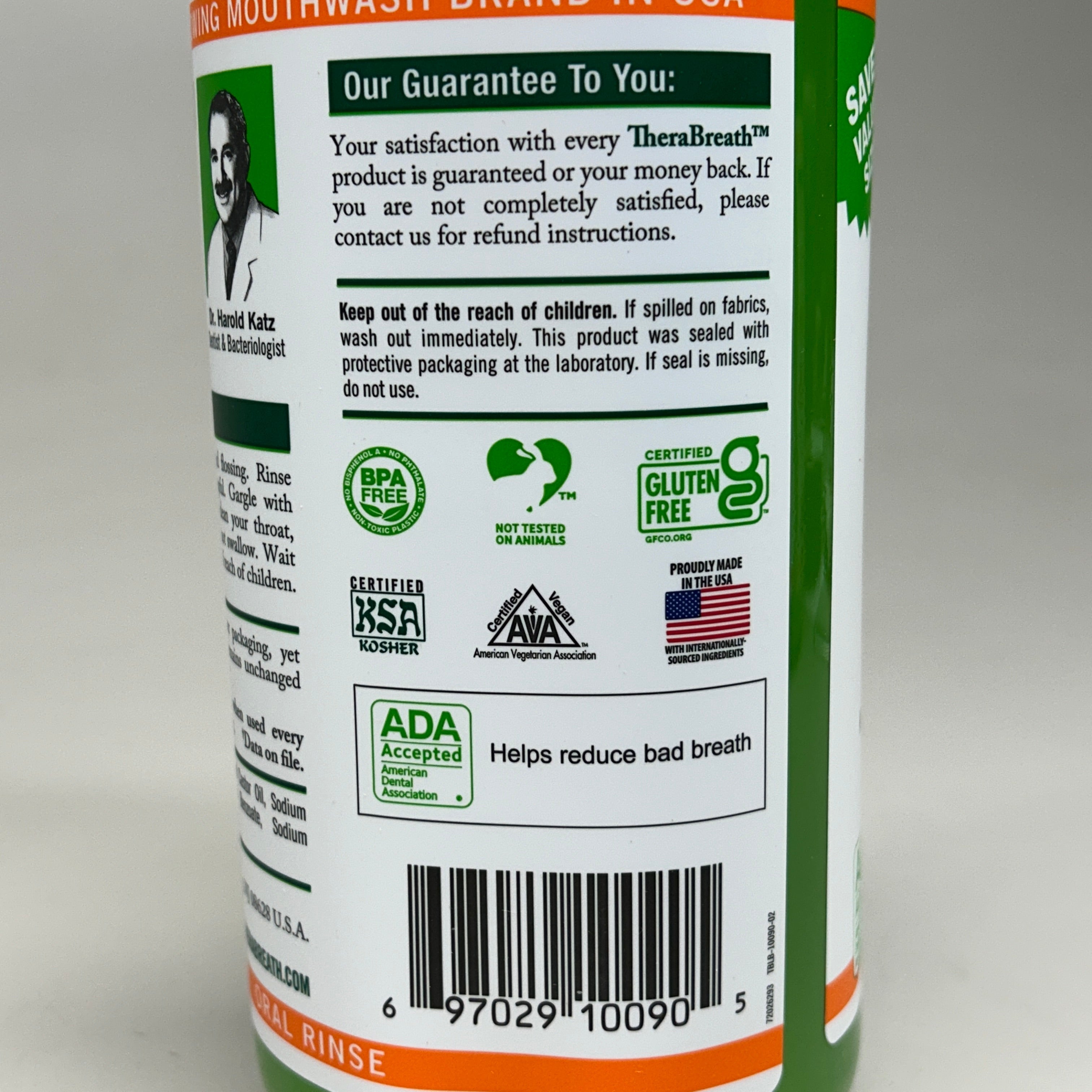 THERABREATH (2 PACK) Dentist Formulated Fresh Breath Oral Rinse 1 Liter each (07/26) Mild Mint