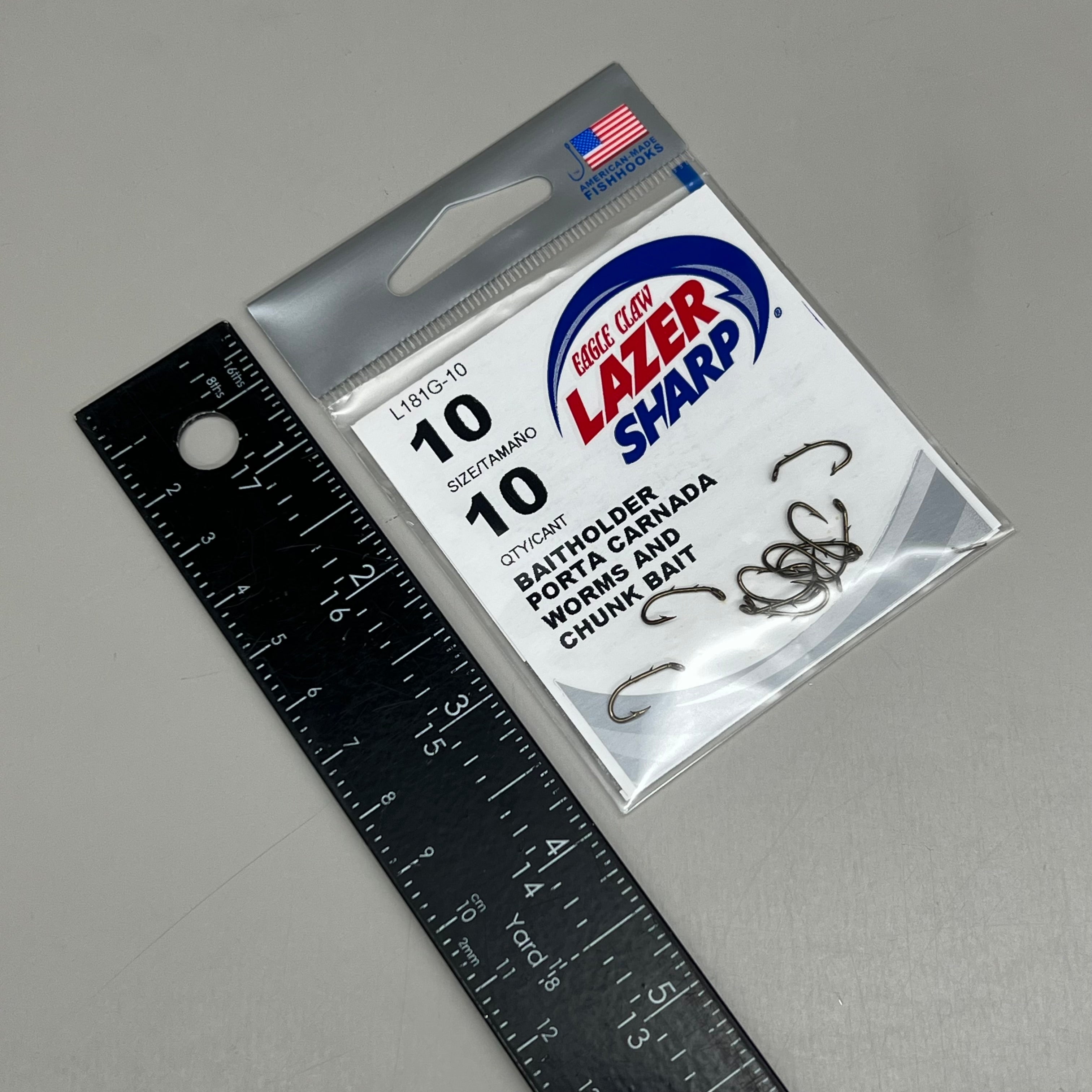 EAGLE CLAW (5 PACK) Sharp Worms & Chunk Baitholder Hook Bronze #10 10pc L181G-10