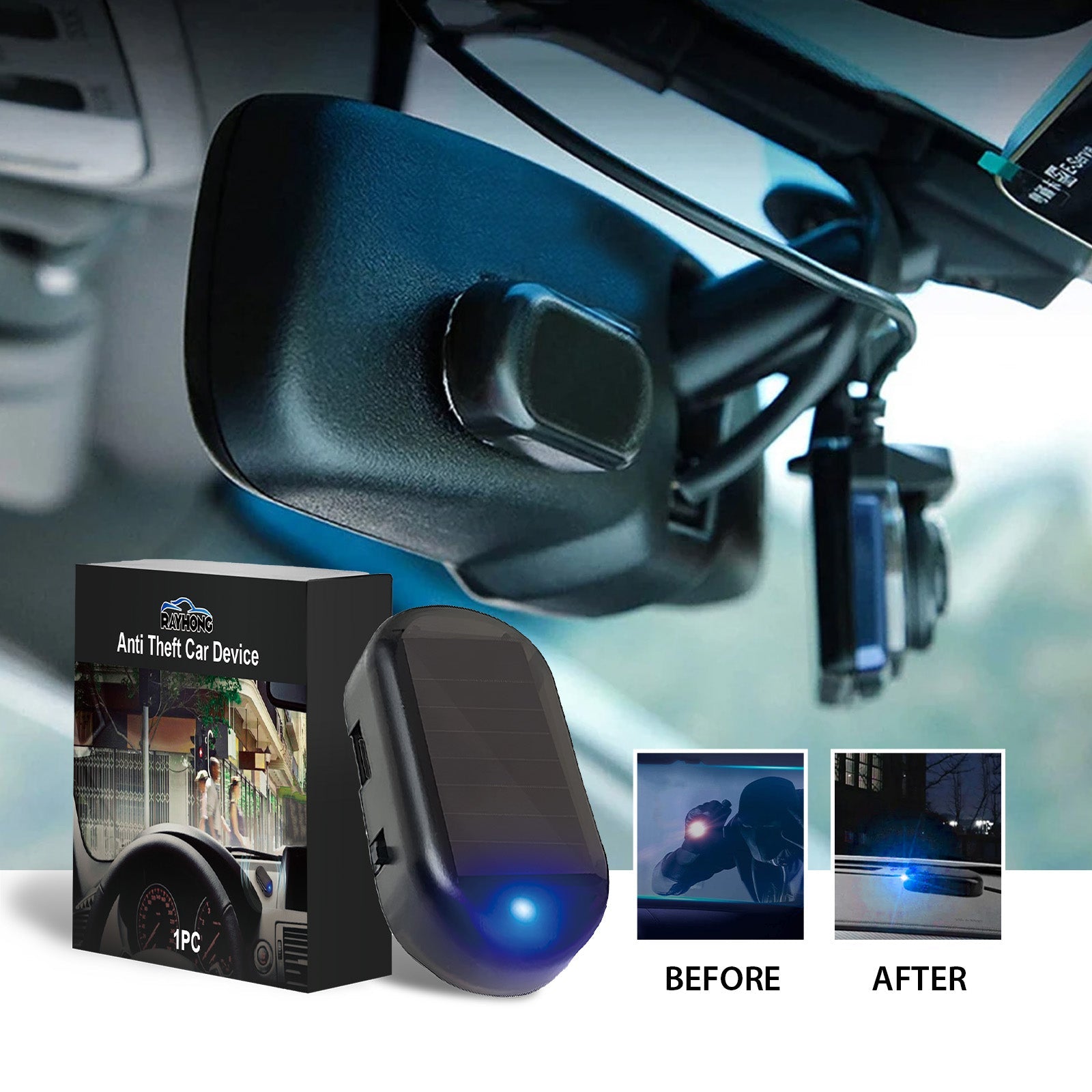 Anti Theft Car Device, Led Car Wiring Refit Explosion-Flashing Induction Anti-Theft Alarm Light