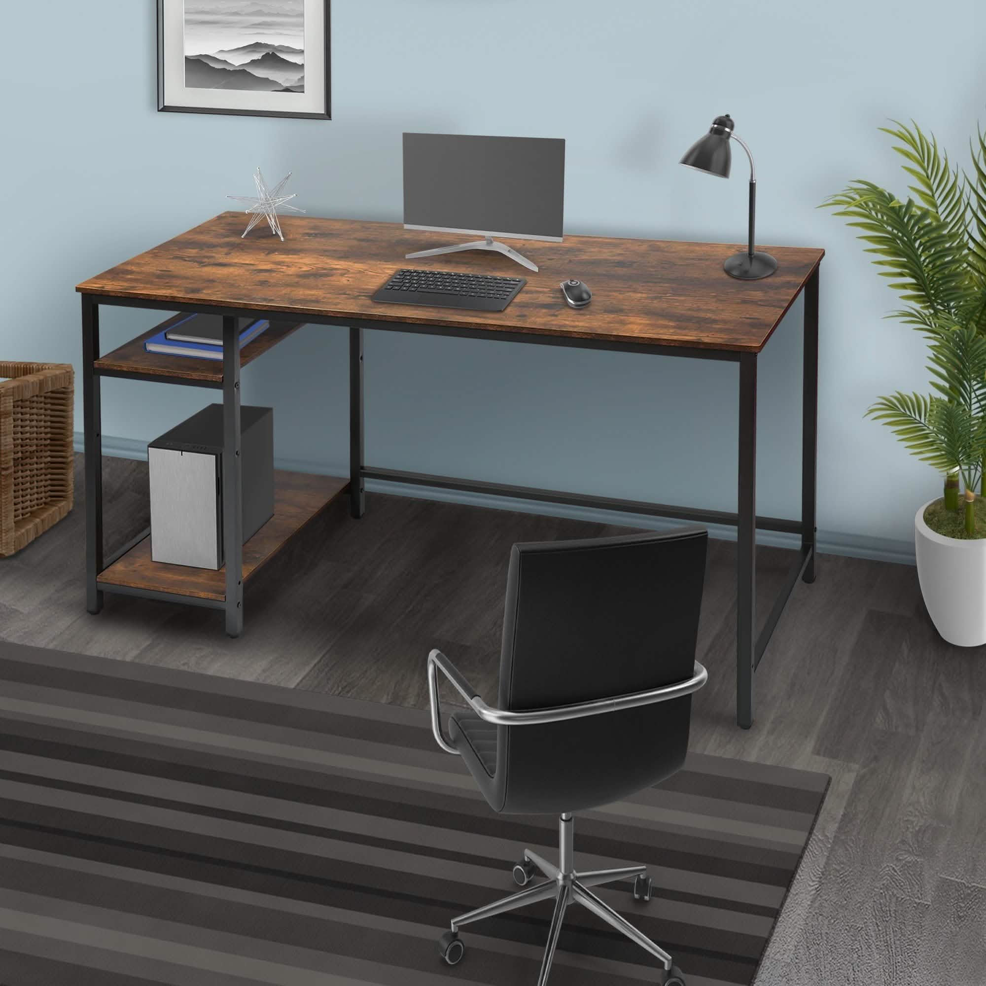55" Rectangular Desk with Storage Shelves