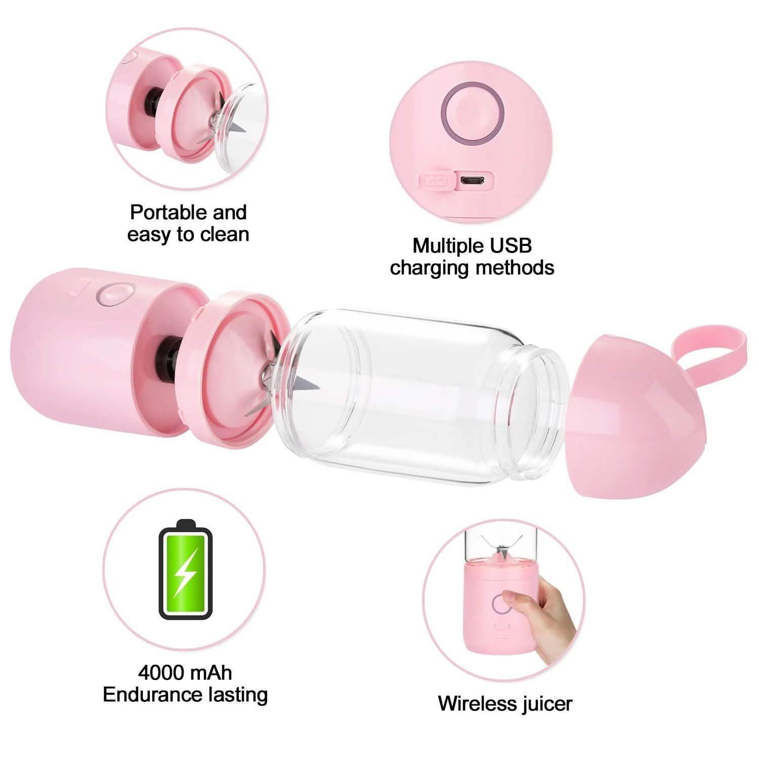 550ML USB Portable Mixer Rechargeable Juicer Fruit Blender Juicer Shaker Bottle