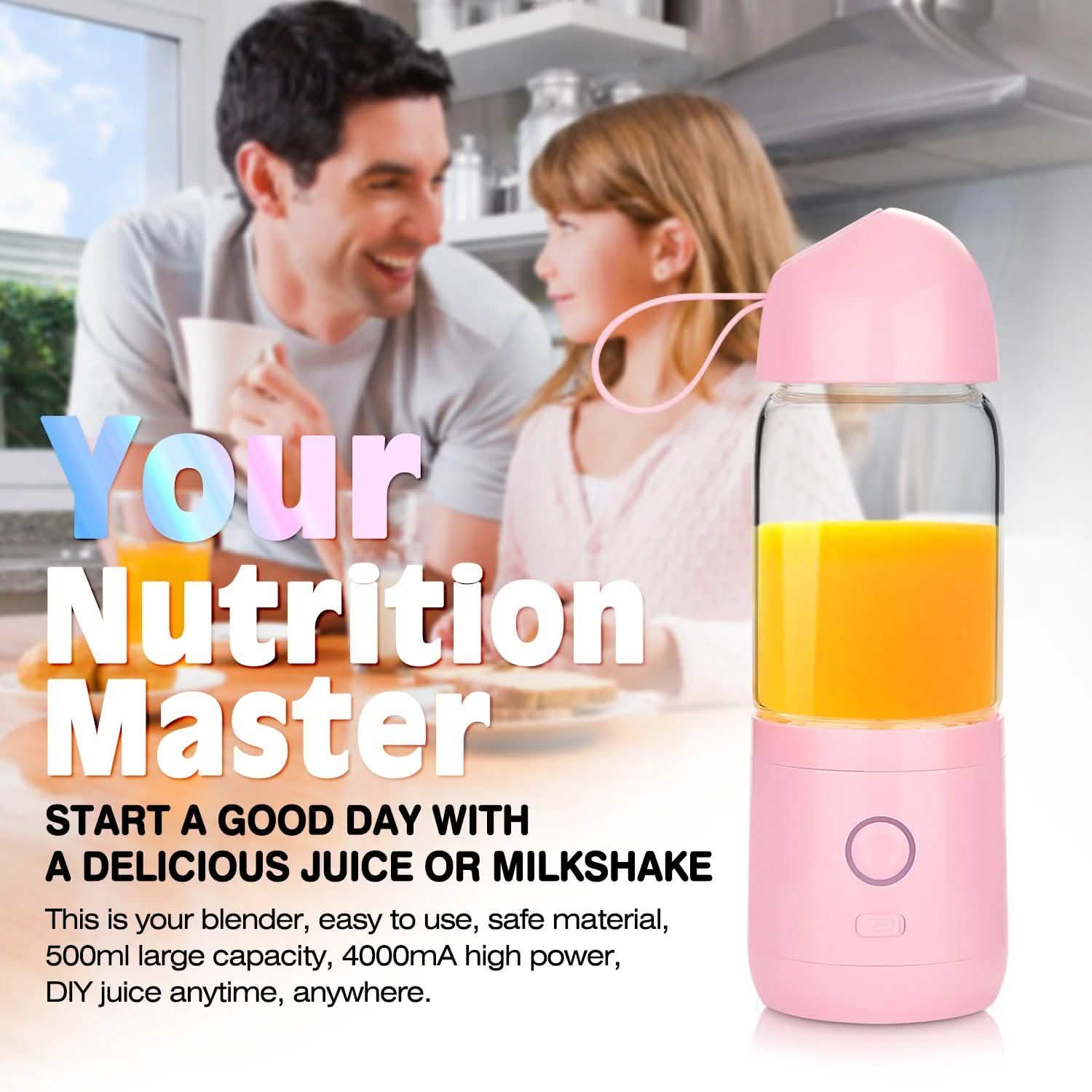 550ML USB Portable Mixer Rechargeable Juicer Fruit Blender Juicer Shaker Bottle