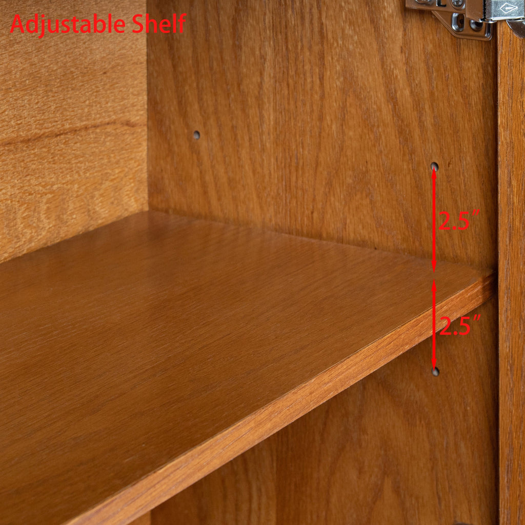 Walnut colored side panels, buffet cabinet with storage, 33.9 inches x 15 inches x 31.5 inches