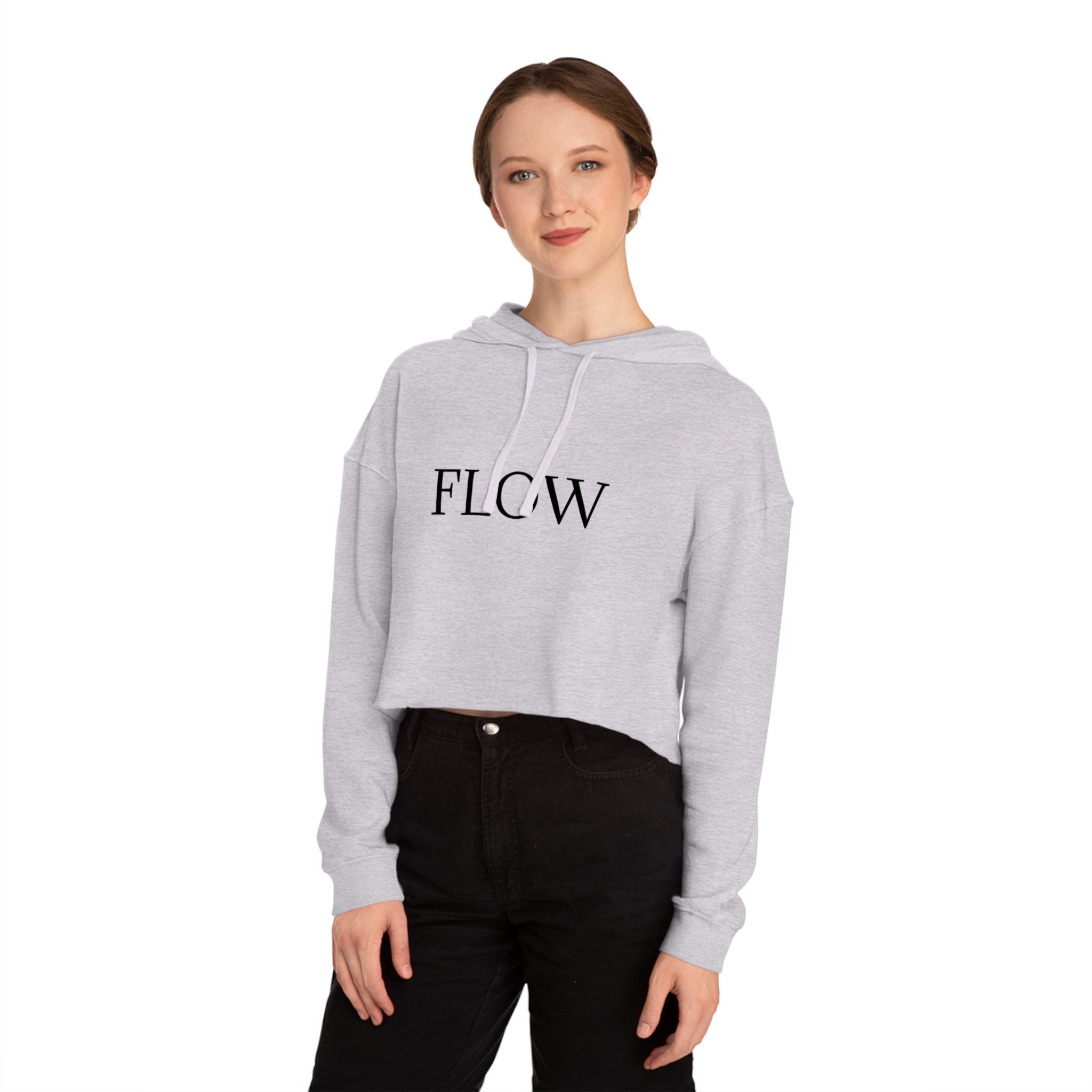 Cropped Hoodie Sweatshirt for Women with Cropped Design and Ribbed Cuffs