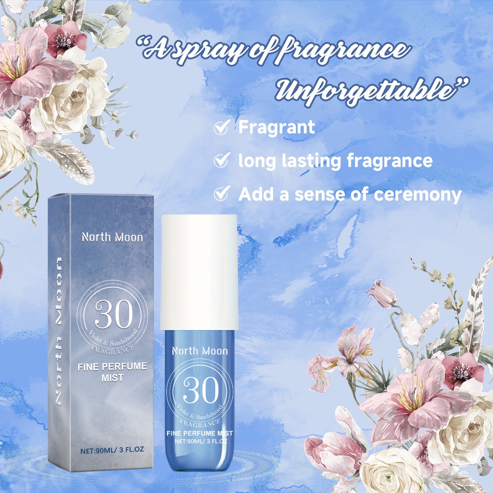 Violet Perfume Spray, Fresh Light Fragrance Behind Ears And Wrist Lasting Charm Perfume