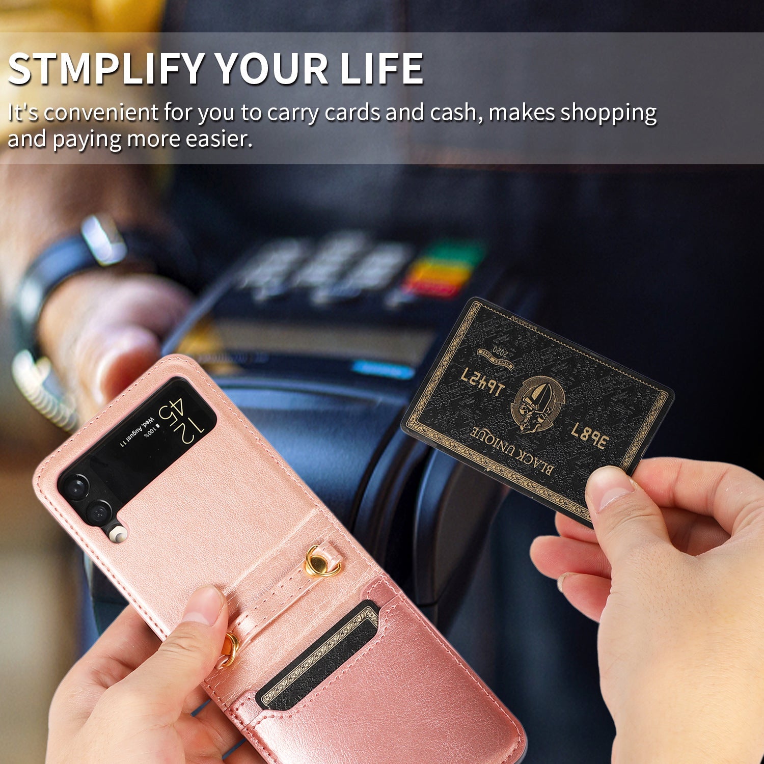 New Samsung Z Flip5 Folding Screen Phone Case with Diagonal Span Galaxy Z Flip4 Card Insertion Protective Cover