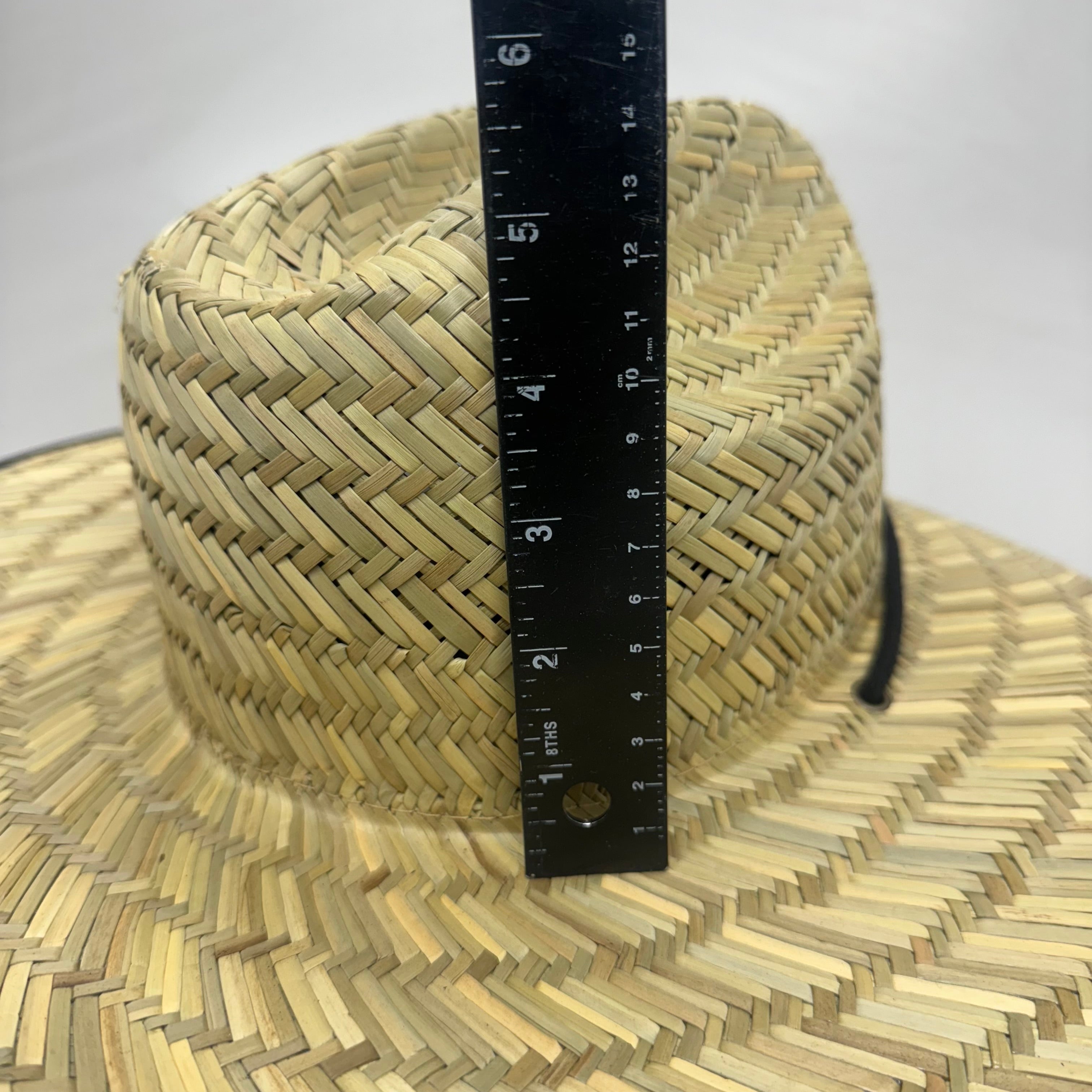 FUN FACTORY Hand Woven Straw Hat w/ Palm Tree Patch & Beach Image FF13956