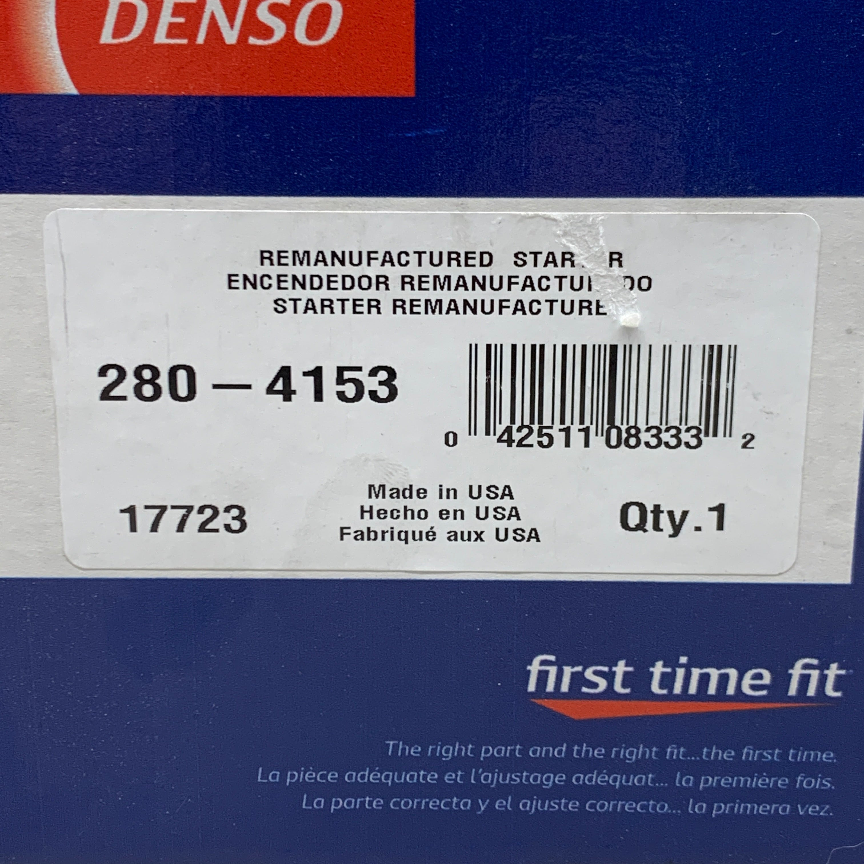 DENSO Motor Starter 1.4 kW (Remanufactured) 17723 280-4153