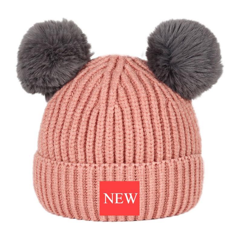 Modern Trend New Baby Beanies Hats Children Knitted Pompom Winter Autumn Cute Cap  Warm Girl Hat With Two Balls