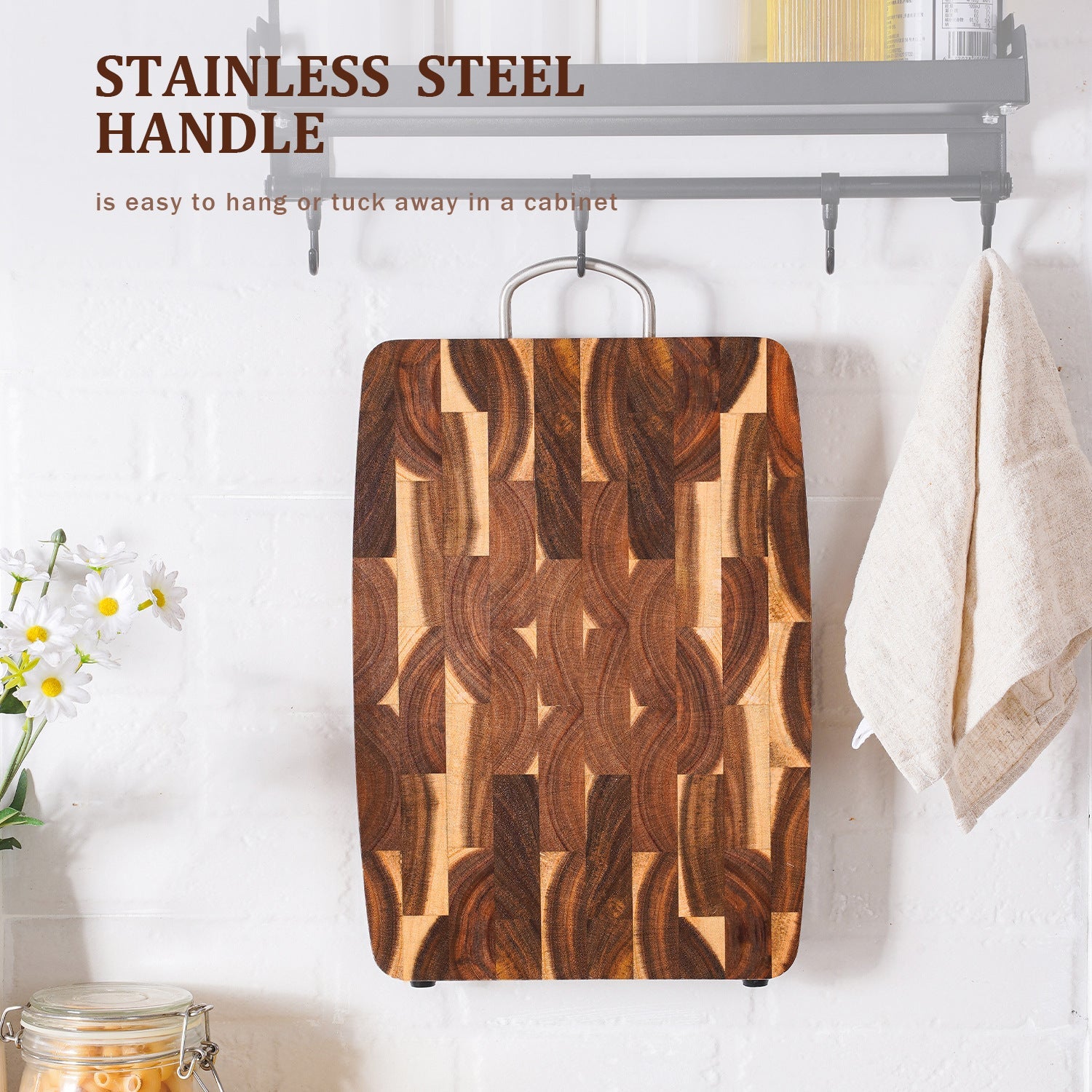 Wooden cutting board for household kitchen solid wood geometric grid cutting board