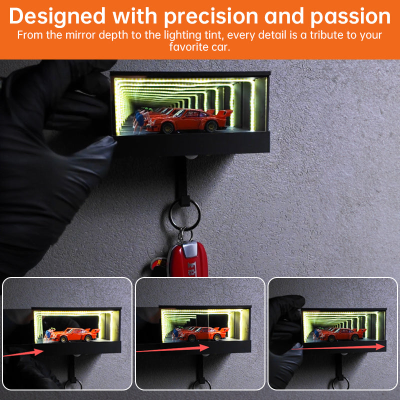 3D Printed Wall-Mounted Car Key Holder with Garage Hook, Fun Infinite Garage Keychain, Car Key Storage Rack, Car Key Organizer
