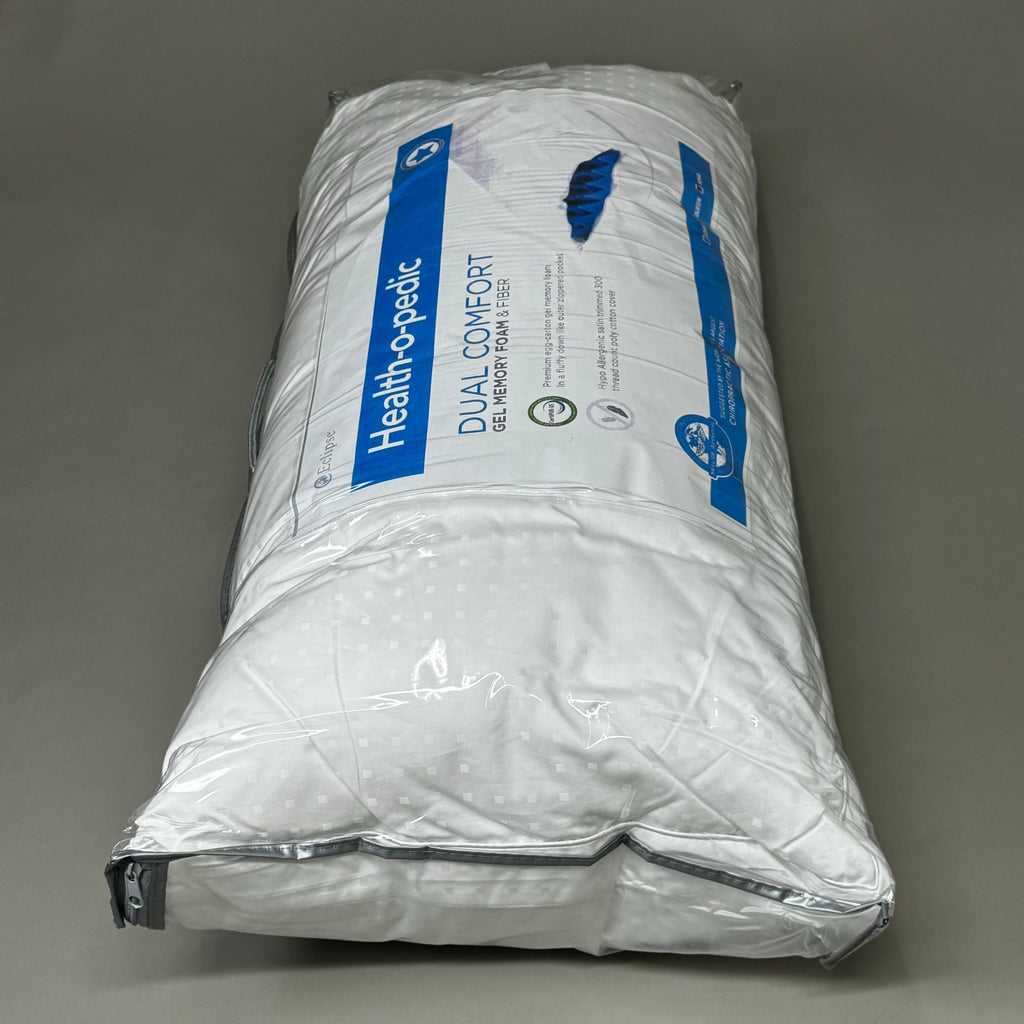 HEALTH-O-PEDIC Hypo Allergenic Dual Comfort Gel Memory Foam&Fiber King Sz Pillow