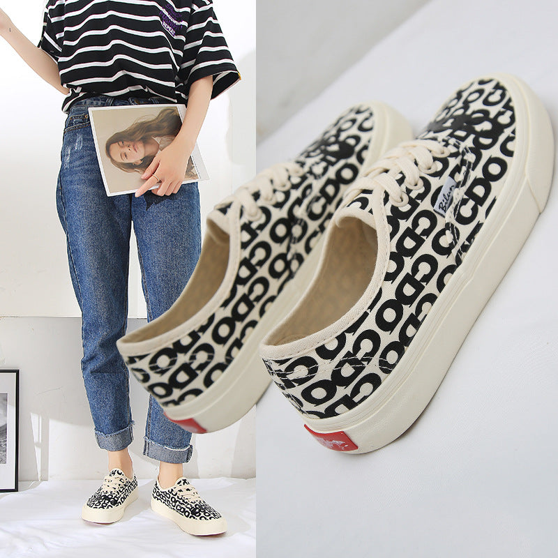 Low Cut Men And Women Letter Couple Canvas Shoes Laces