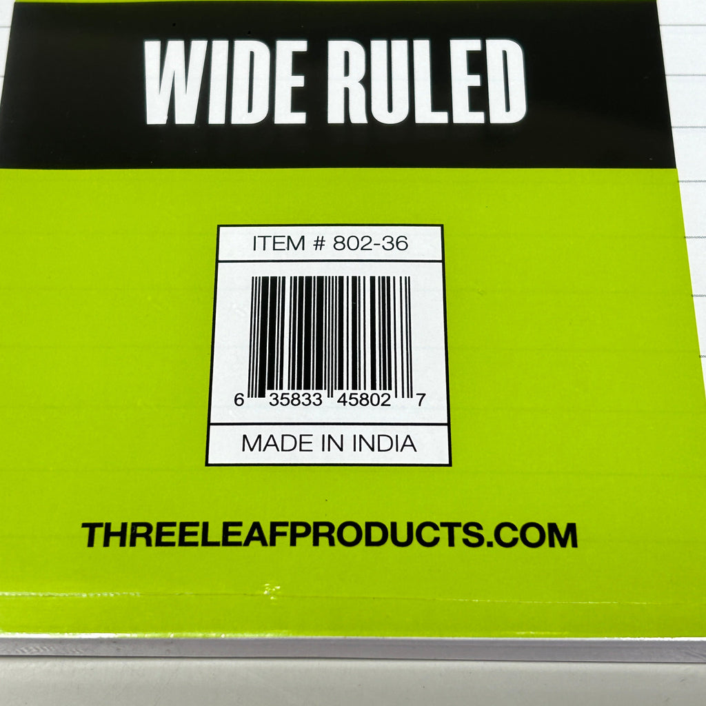 THREE LEAF (36 PACK) Filler Paper Wide Ruled 100 Count 10.5" x 8" (New)