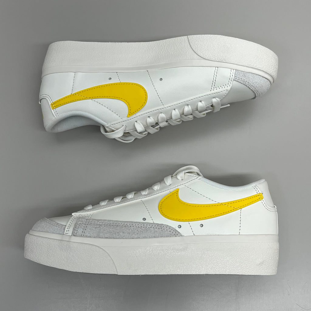 NIKE Blazer Low Cut Platform Sneaker Sz Women's 11.5 Men's 10 Yellow/Grey/White
