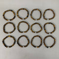BEST WHOLESALE (12 PACK) Beaded Dark Brown Crystal Bracelets 3" Silver Cuff New