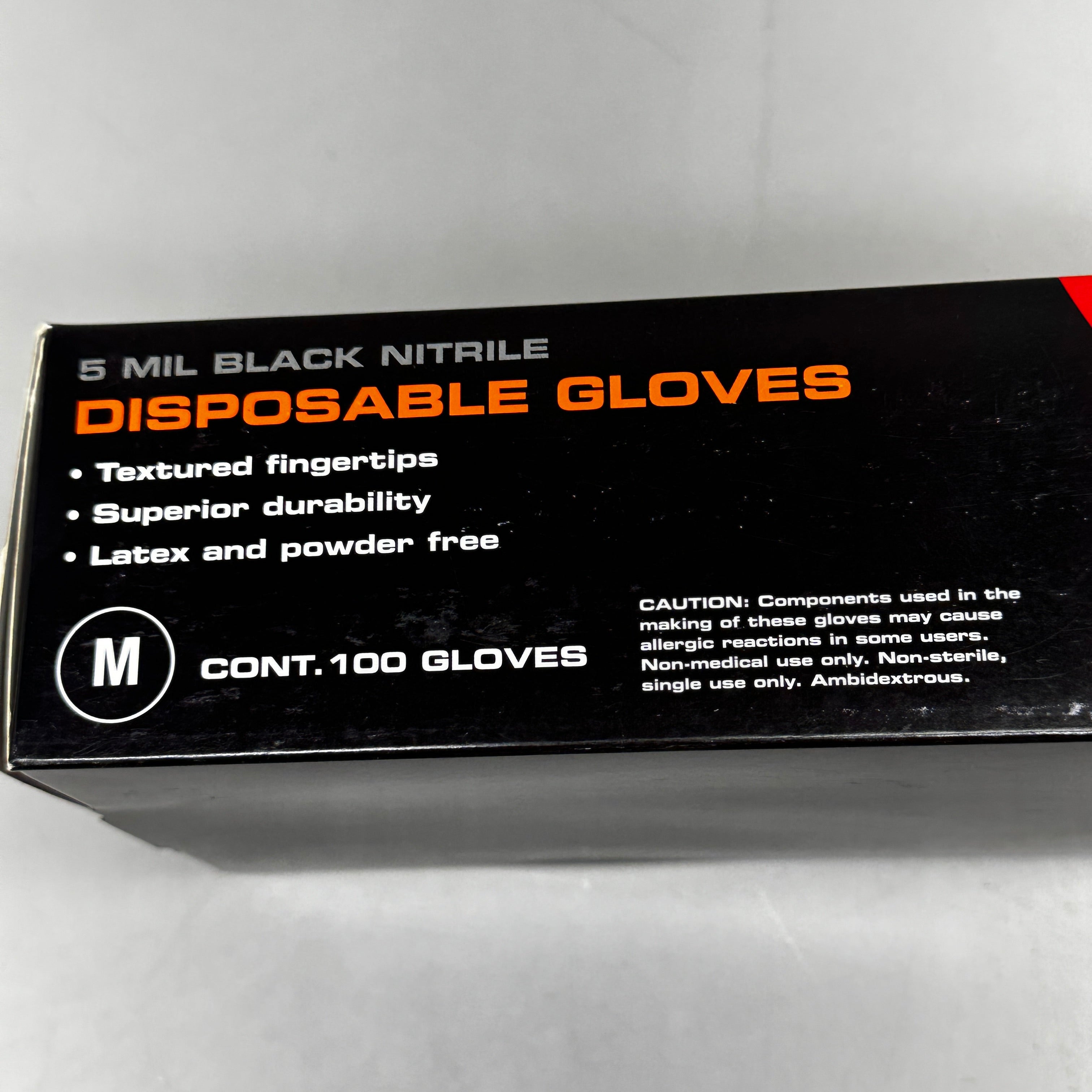 AUTOWURKS (100 PACK) Black Nitrile Disposable Gloves Size: Medium MKL-000M