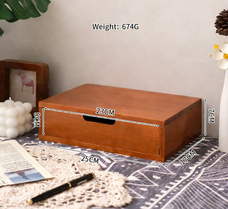Three-layer Storage Cabinet, Small Wooden Cosmetic Organizer Box, Display Screen Riser