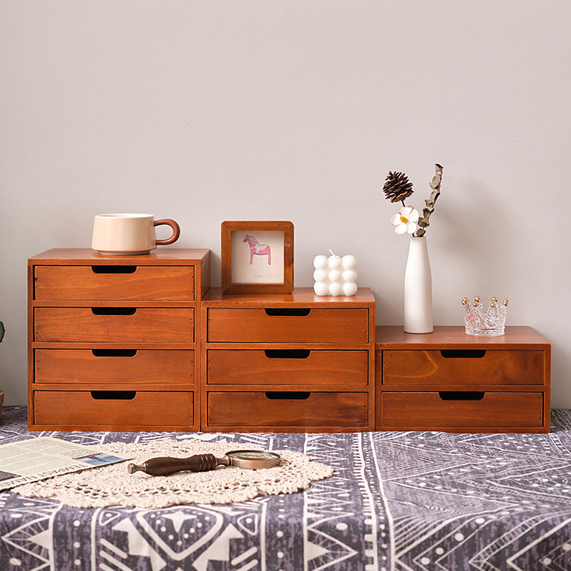 Three-layer Storage Cabinet, Small Wooden Cosmetic Organizer Box, Display Screen Riser