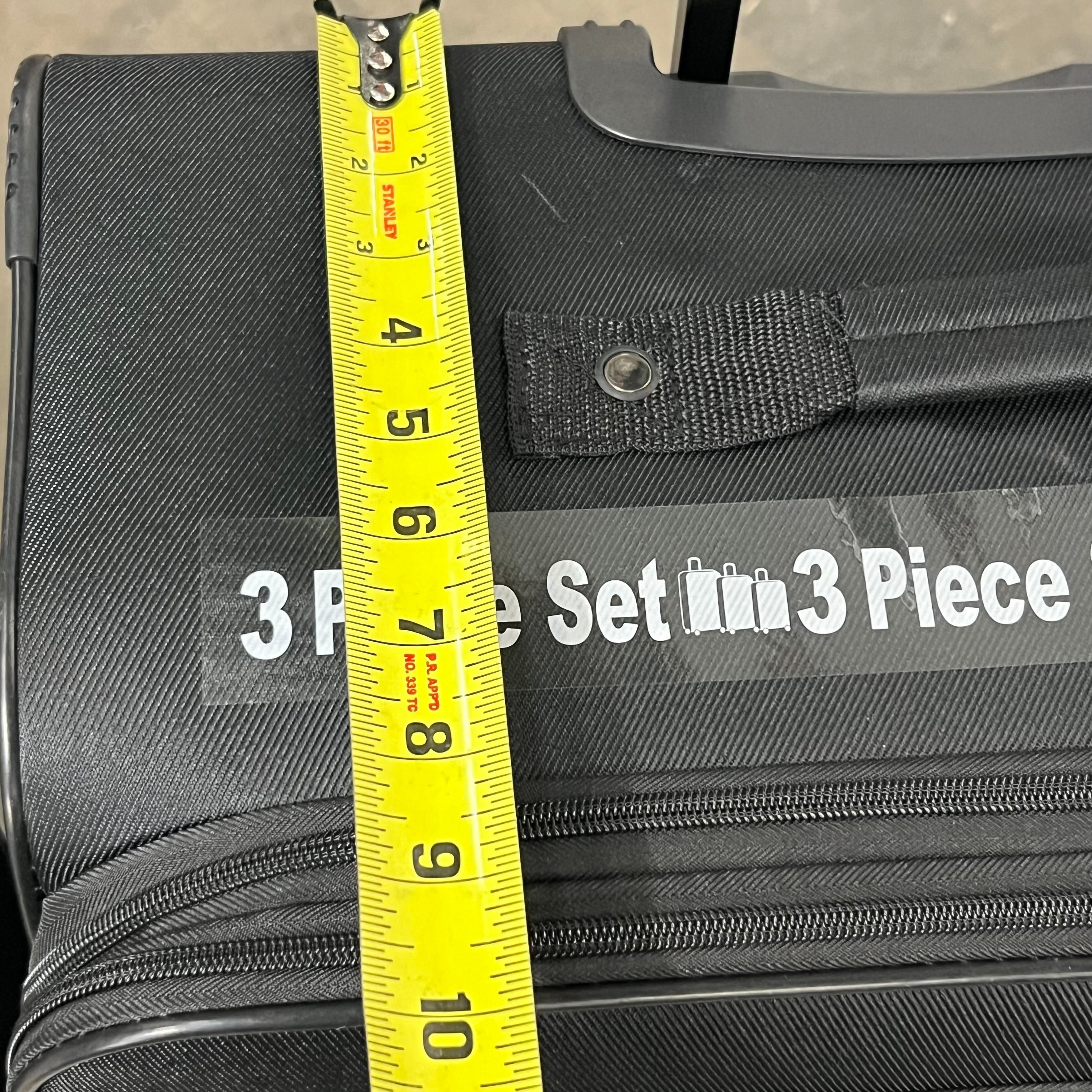 DEJUNO (3 PACK) Lightweight Expandable Spinner Luggage Suitcase Set Black 2302DJBF