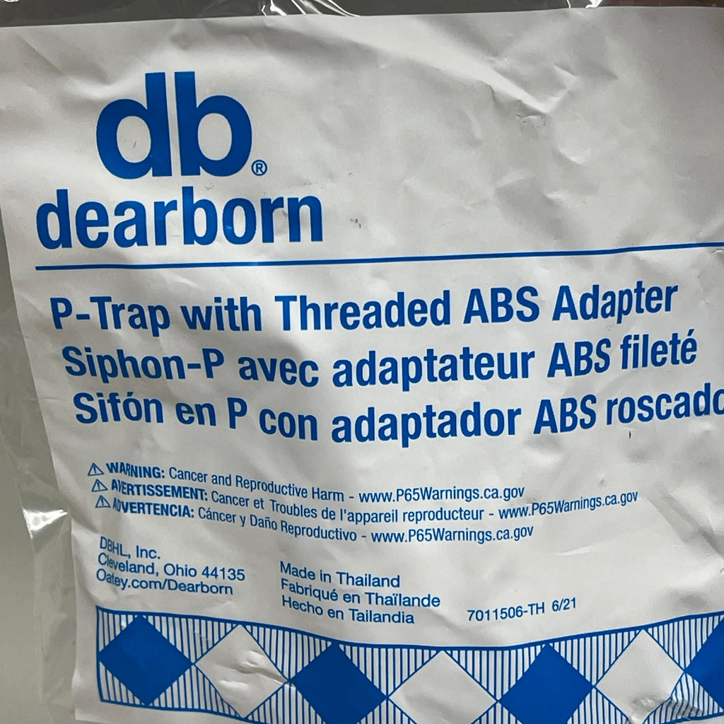 DB DEARBORN 1-1/2” P-Trap w/ Threaded ABS Adapter White P9704AB
