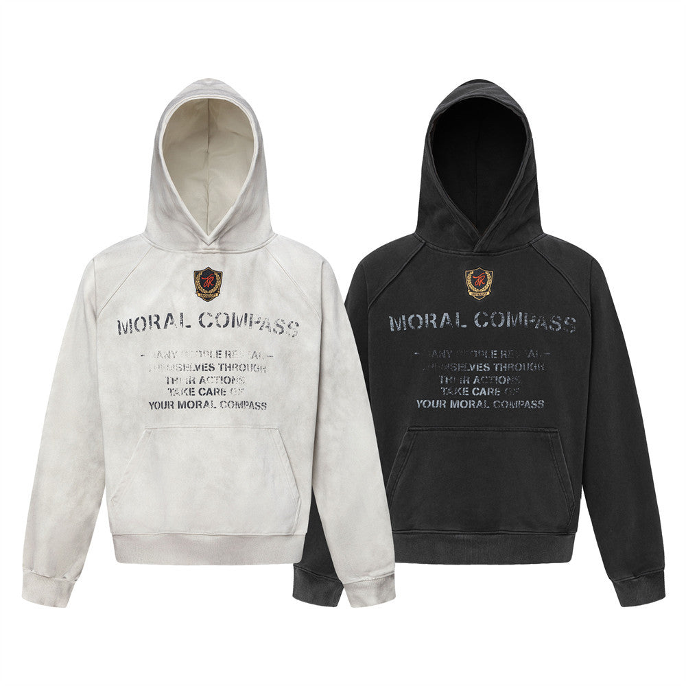Emblem Embroidered Letter Hoodie Loose Hoodie Hoodie