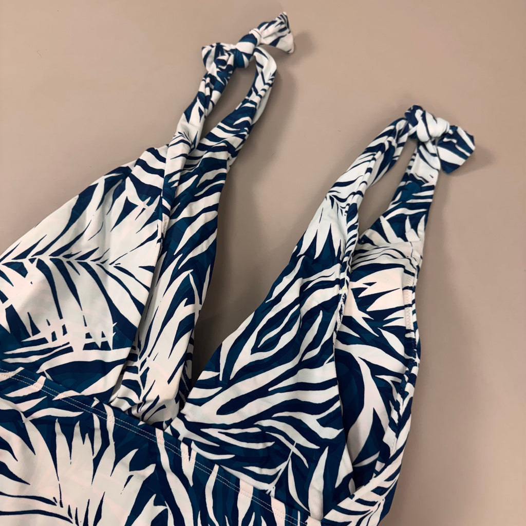KIM GRAVEL Womens Bathing Suit One Piece Sz-14 Blue/White Print 66-1809-4