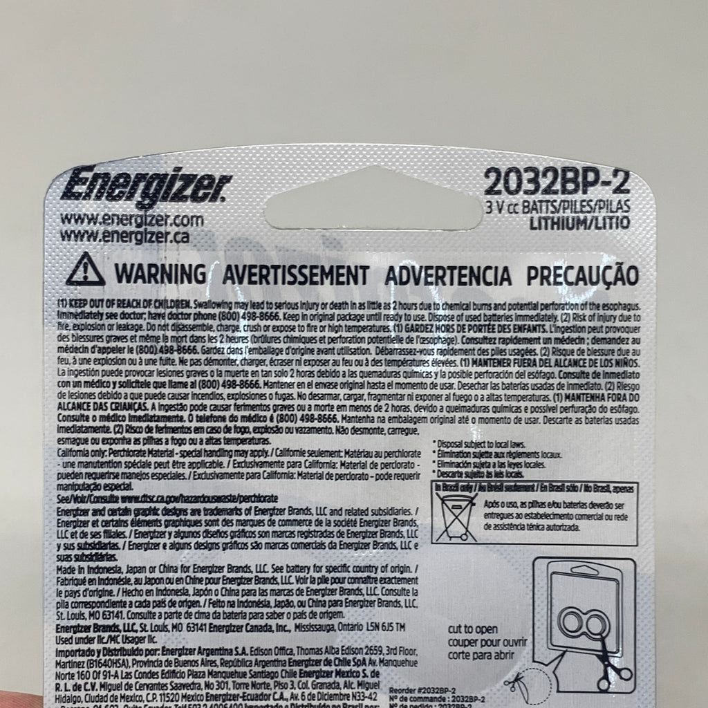 ENERGIZER (3 PACK, 6 Total Batteries) 2032 Lithium Coin Battery for Key FOB