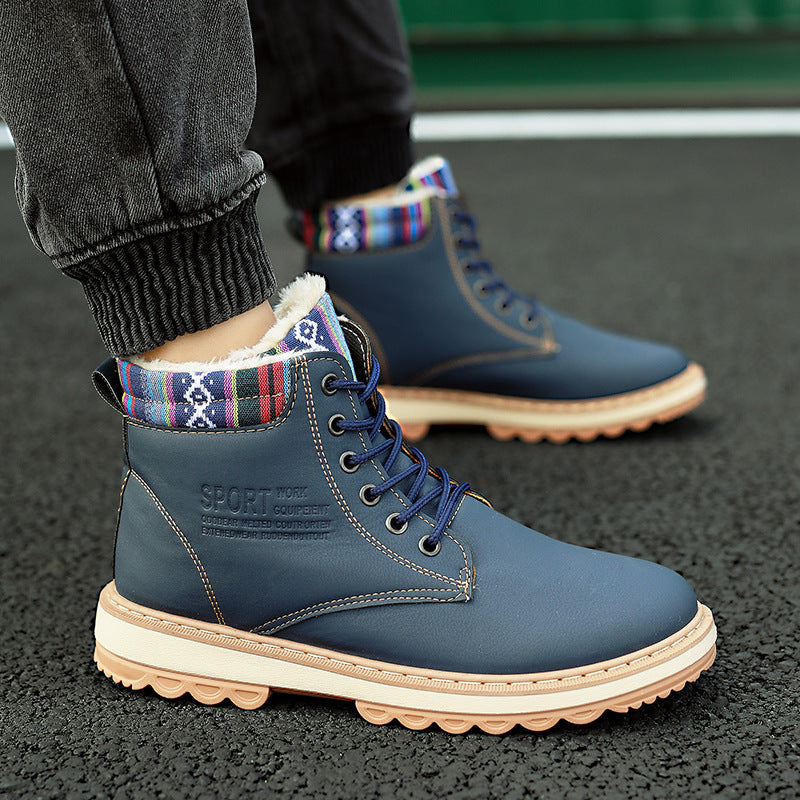 Business Soft Mens Boots Winter Shoes Waterproof Snow Boots With Warm Plush Winter Footwear Casual Boots Winter Hiking Boots Lining Outdoor Anti Slip Outdoor Sport Shoes
