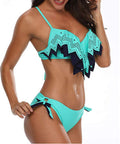Tropical Bikini  Bottom Padded Ruffled Top Push Up Bikini Swimsuit For Women Underwire Bikini Top Ruffle Padded Two Piece Bathing Suits Teen Girls Two Piece Swimsuit Women Cross Back Bathing Suit Swimwear