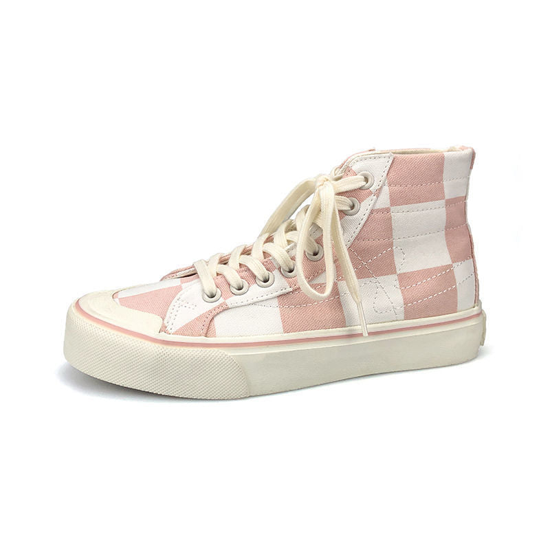Pink Women's Luxury Canvas Sneakers Flats New Casual Tennis Basketball Canvas Shoes High-top Fashion Sneakers Slip On Walking Shoe Athletic Shoes For Gym Running Work