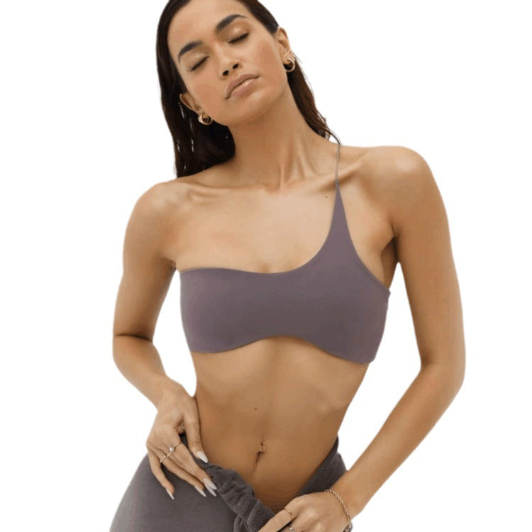 Women Single Shoulder Knot Swimsuit Short Top Swimwear One Shoulder Bikini Stripe Tie Knot Summer Vintage Black Swimsuits Bathing Top Beachwear Separates One Piece Tops