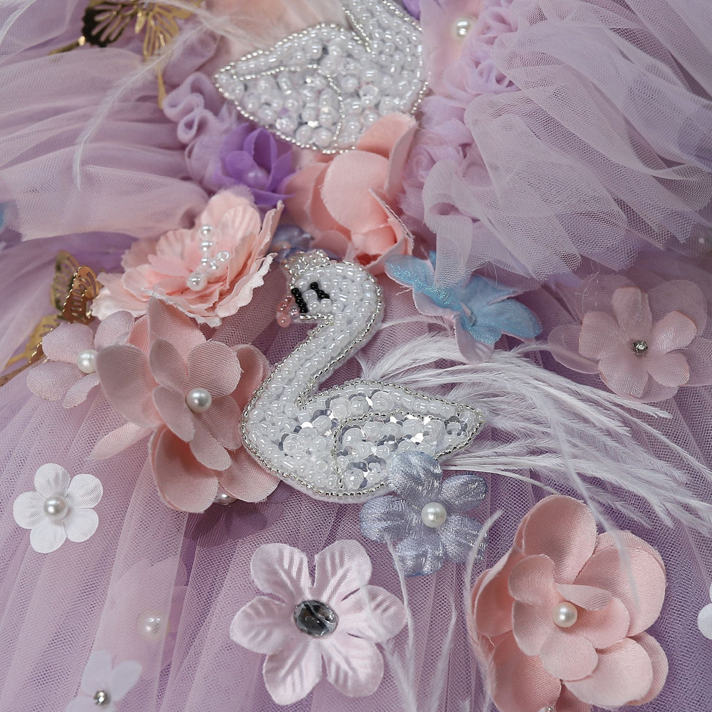 Children's Flower Super Fairy Tulle Tutu Skirt Feather Princess Dress