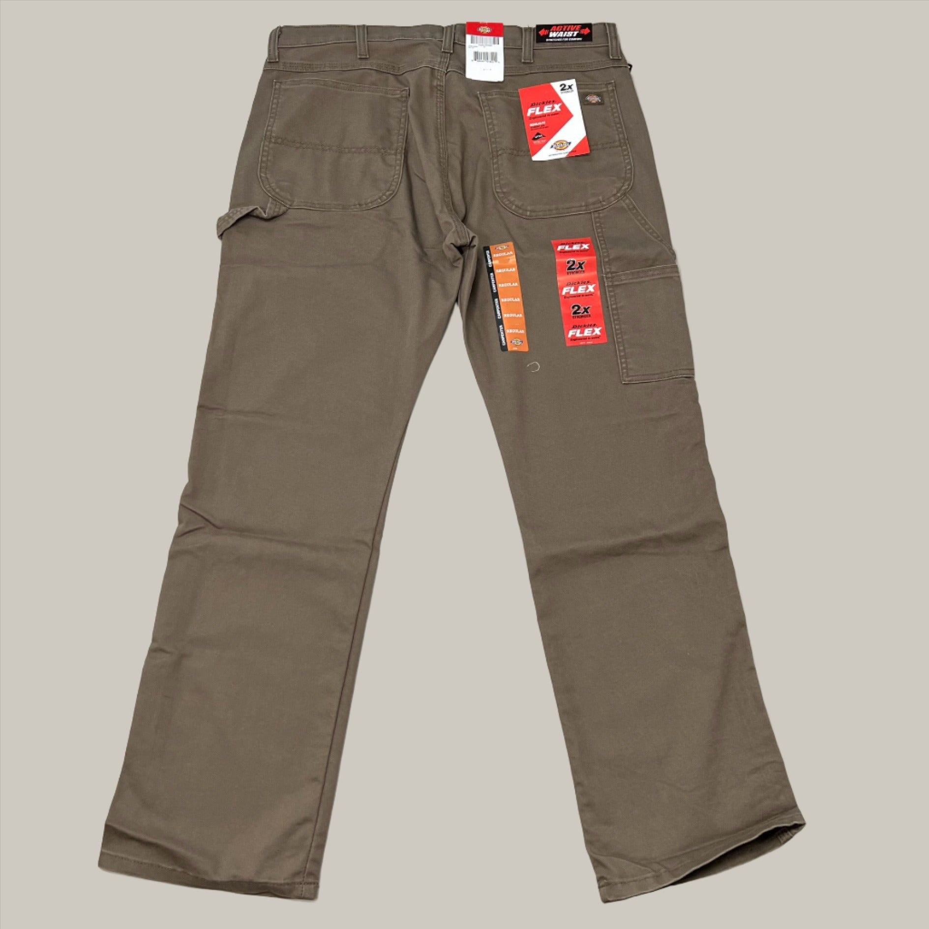 DICKIES Flex Regular Fit Double Knee Pant Men's Sz 40X32 Stonewashed Mushroom