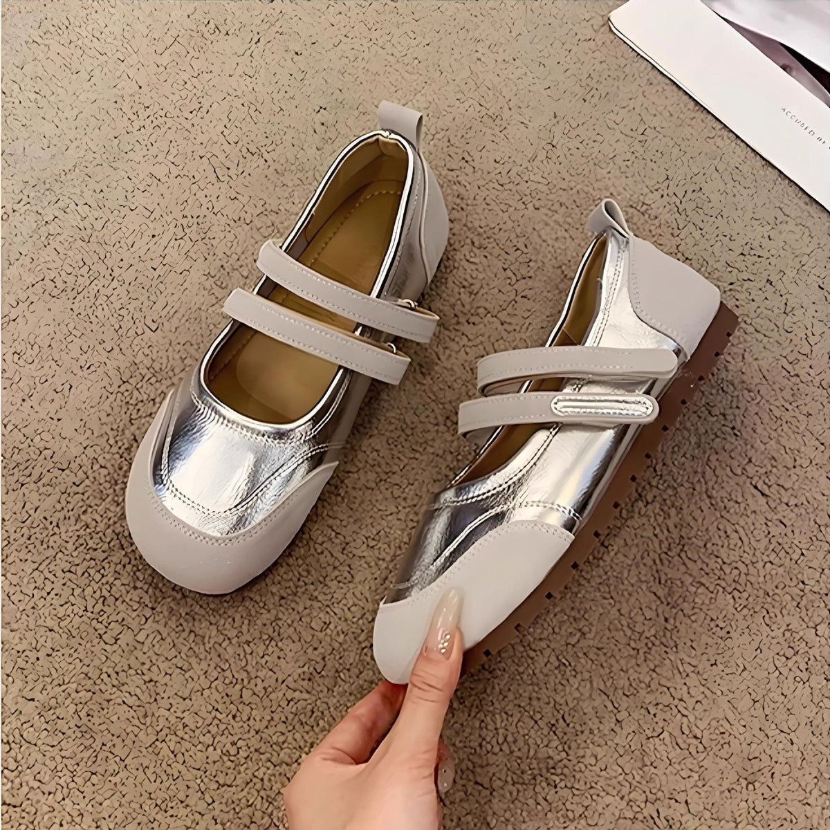 2026 New Princess Style Girls Leather Shoes, Soft Sole Flat Shoes For Spring Autumn, Silver Loafers Kids Dress Matching Shoes