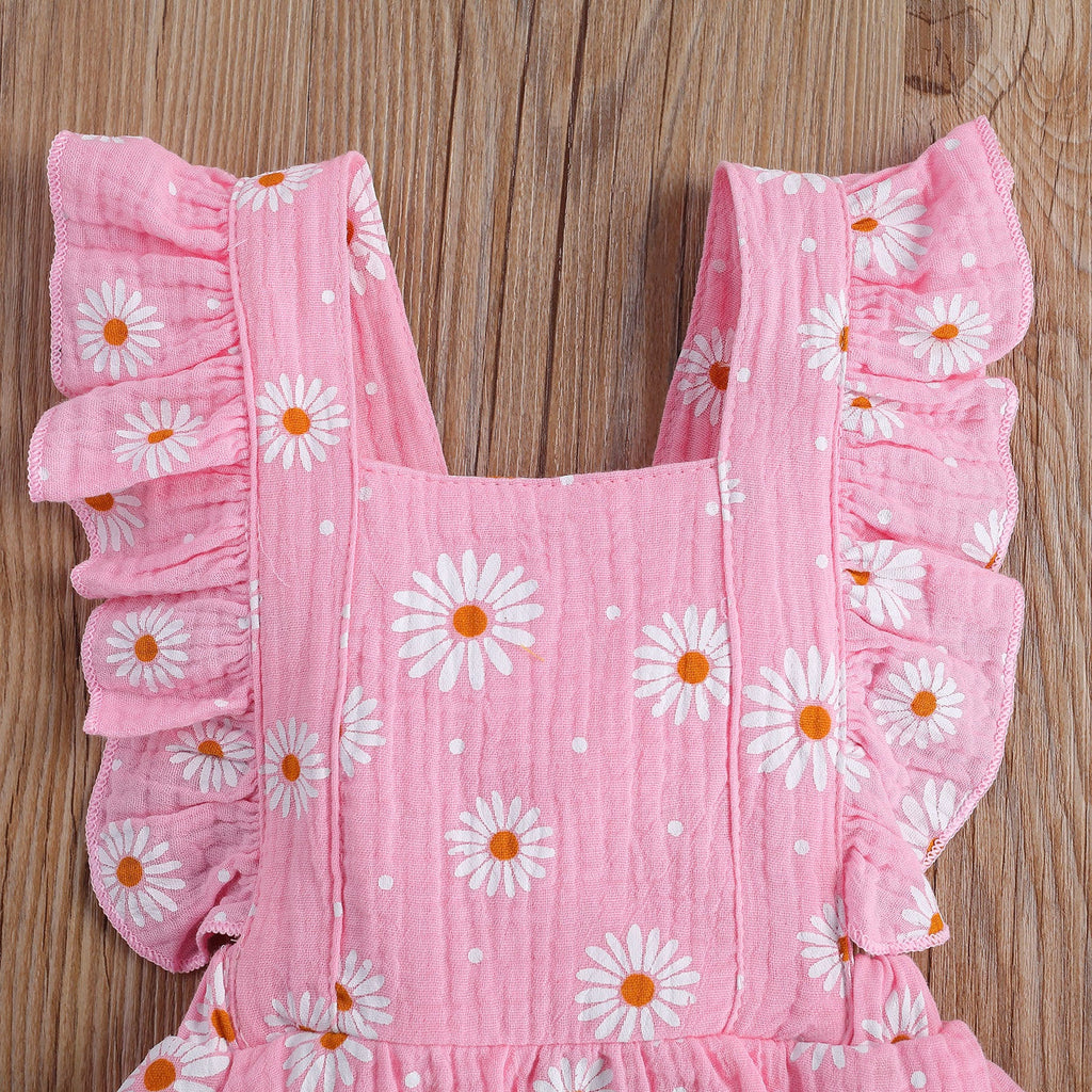 Strap Four-color Chrysanthemum One-piece Romper Dress Triangle Romper Headband