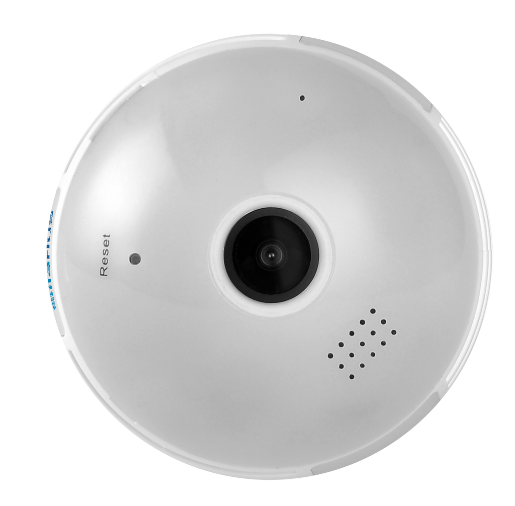 Silarius SIL-FISHBULB3MP 3MP WiFi, bulb fish-eye Camera,  app (IC See) , TF card, 2-Way Audio , app can switch bulb on - 1.29mm lens (SILVER COLOR)