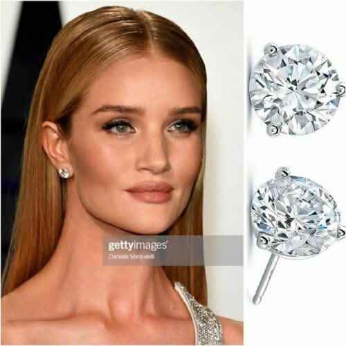 5Ct Round Cut VVS1 Diamond Style Push Back Stud Earrings 14K White Gold