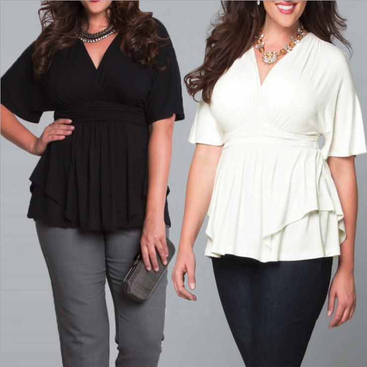 V Solid Color Women's Plus Size Dress