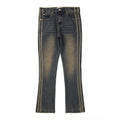 Flared Zipper Vintage Striped Jeans