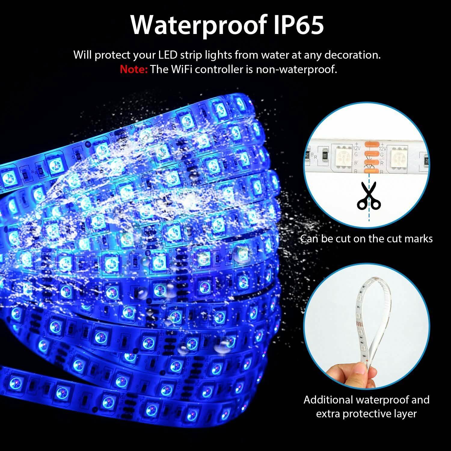 5M LED Strip Light 5050 SMD RGB Waterproof Smart WIFI IR APP Controller